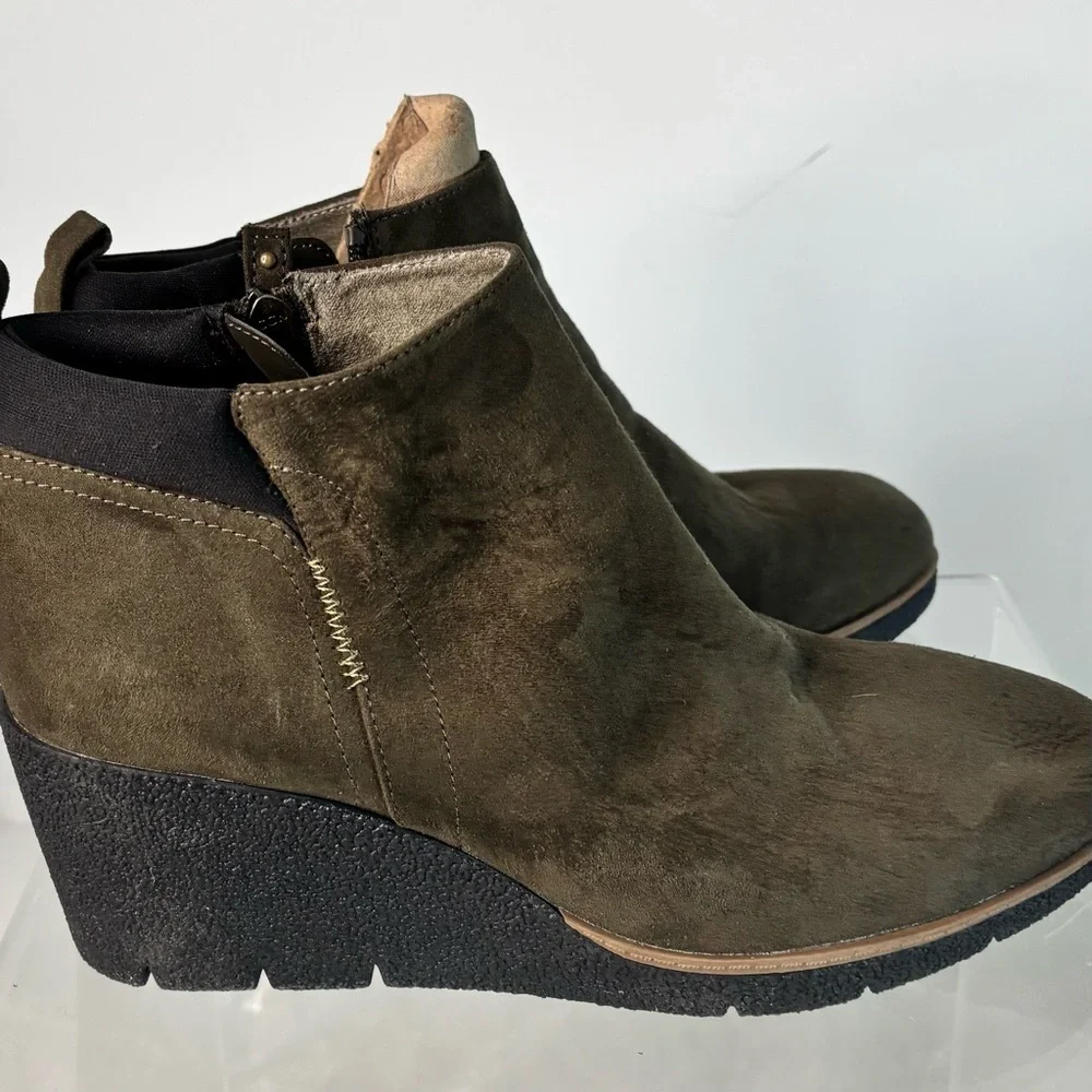 Dr. Scholl’s Berklie Wedge Ankle Boot Olive Comfort Bootie Women’s Size 10